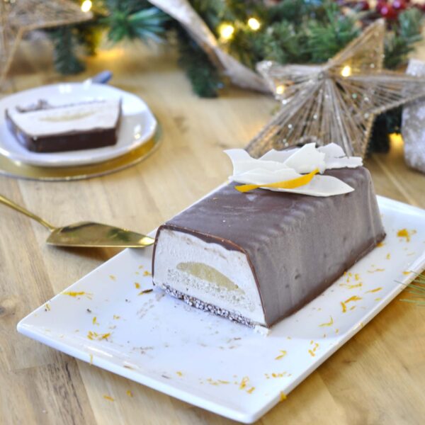 Bûche glacée Végane au Pain d’Épices et Orange